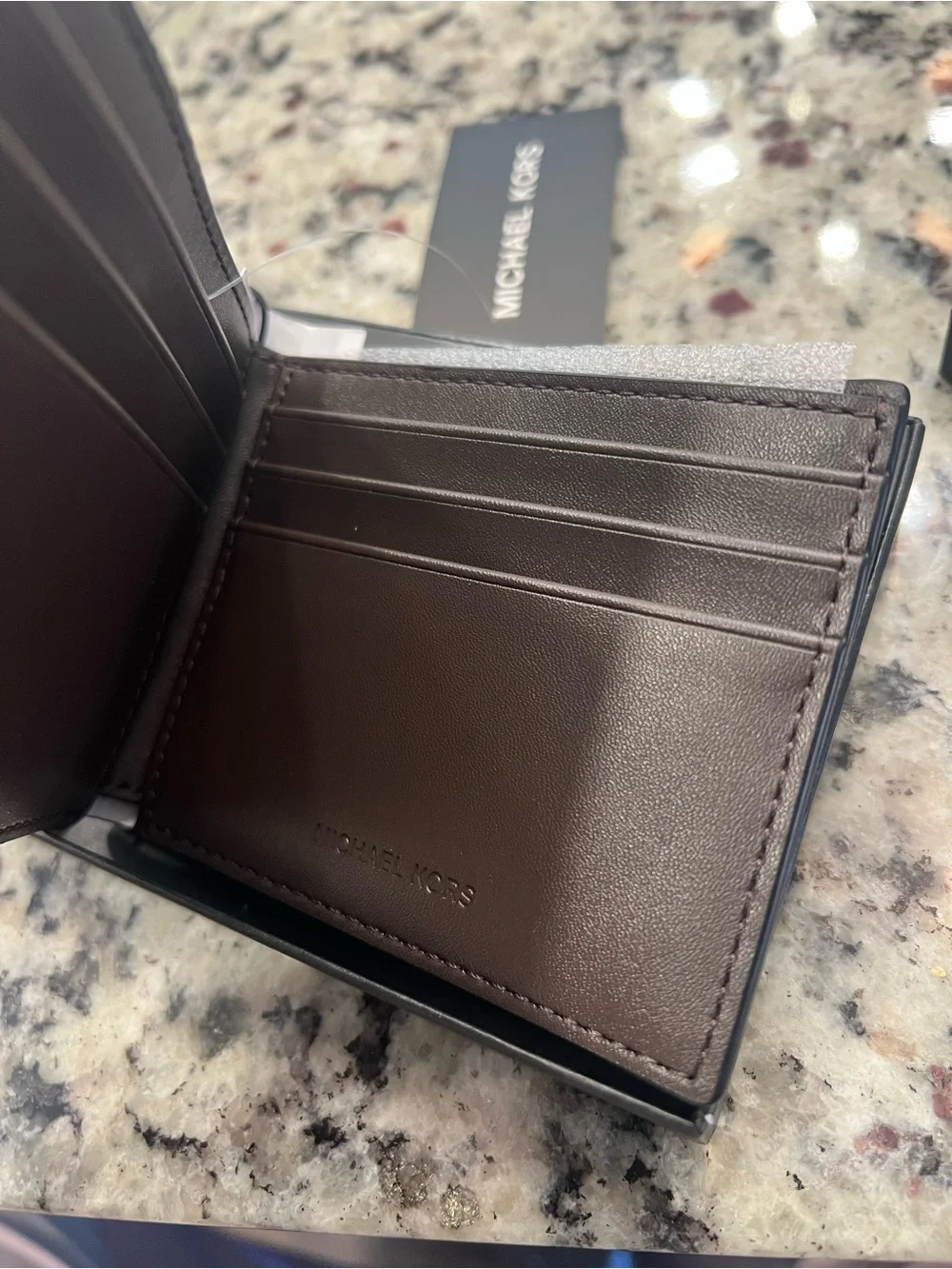 Michael Kors Men's Brown Logo Bifold Wallet with Credit Card Slots